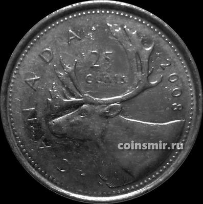 25 центов 2008 Канада. Северный олень.