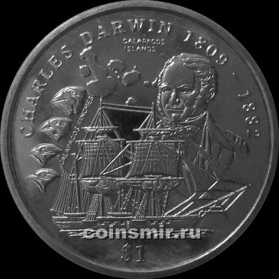 1 доллар 1999 Сьерра-Леоне. Чарльз Дарвин. Галапагосские острова.