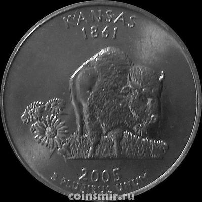 25 центов 2005 D США. Канзас. Американский бизон.