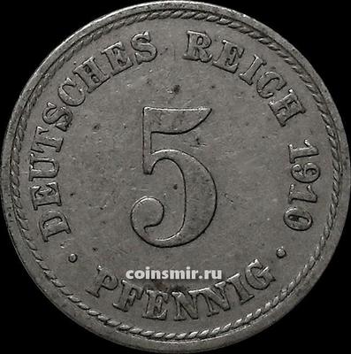 5 пфеннигов 1910 А Германия.