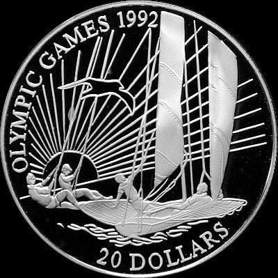 20 долларов 1992 Кирибати. Олимпиада в Барселоне 1992. Парусный спорт.