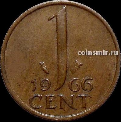 1 цент 1966 Нидерланды. Рыбка. Большая дата.