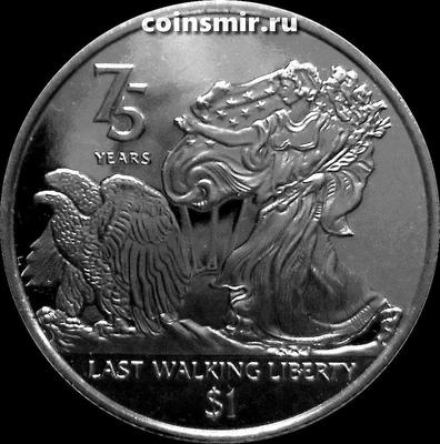 1 доллар 2022 Британские Виргинские острова. 75-летие монеты 1/2 доллара Walking Liberty.