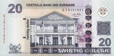 20 долларов 2010 Суринам.
