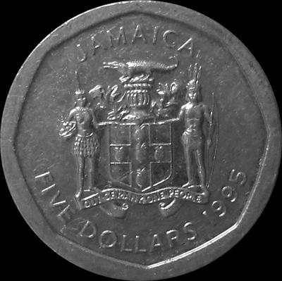 5 долларов 1995 Ямайка.