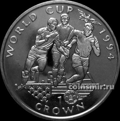 1 крона 1994 Гибралтар. Кубок мира по футболу в США 1994. Три игрока.