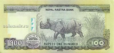 100 рупий 2012 Непал. Носорог.