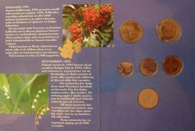 Набор из 5 монет и жетона 1994 Финляндия.
