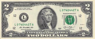 2 доллара 2013 L США.