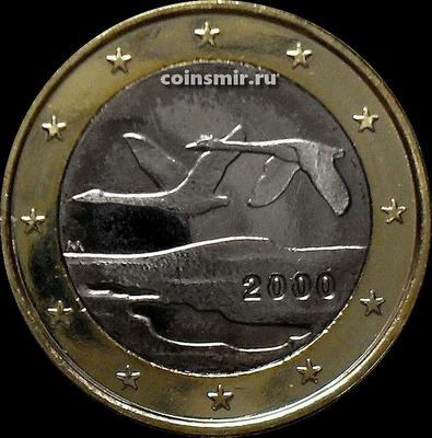 1 евро 2000 М Финляндия. Лебеди.
