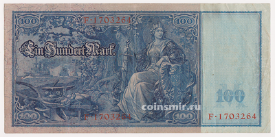 100 марок 1910 Германия. Красная печать. Состояние на фото.