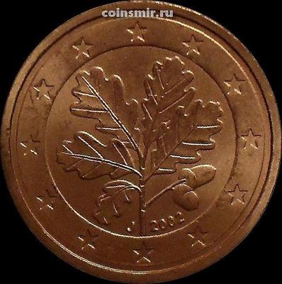 2 евроцента 2002 J Германия. Листья дуба.