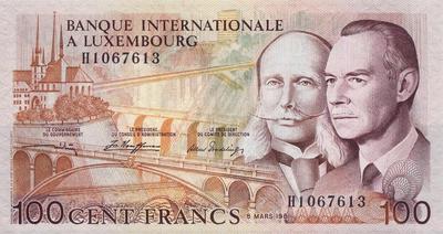 100 франков 1981 Люксембург.
