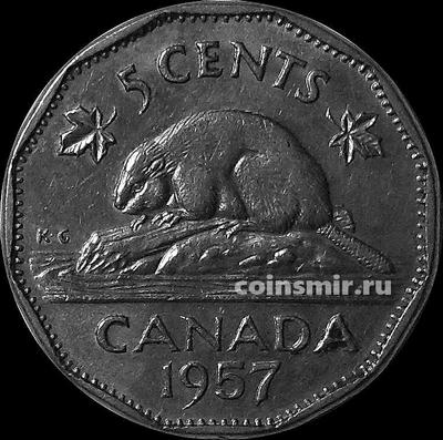 5 центов 1957 Канада. Бобр.