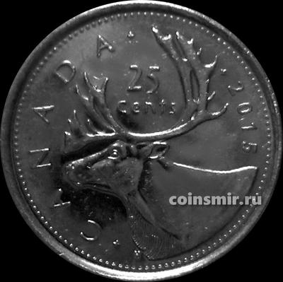 25 центов 2015 Канада. Северный олень.