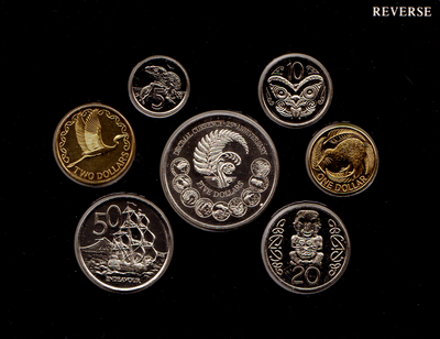 Набор из 7 монет 1992 Новая Зеландия. 25 лет десятичной системе валюты.