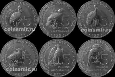 Набор из 6 монет 2014 Бурунди. Птицы.