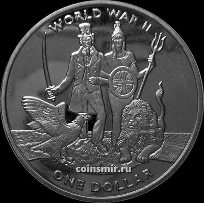 1 доллар 2019 Британские Виргинские острова. 80 лет с начала Второй мировой войны.