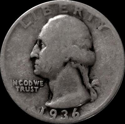 25 центов (1/4 доллара) 1936 США. Джордж Вашингтон.