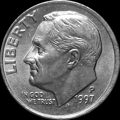 10 центов (1 дайм) 1997 Р США. Франклин Делано Рузвельт.