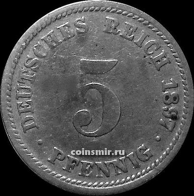 5 пфеннигов 1897 D Германия.