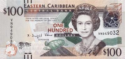 100 долларов 2012 Восточные Карибы.