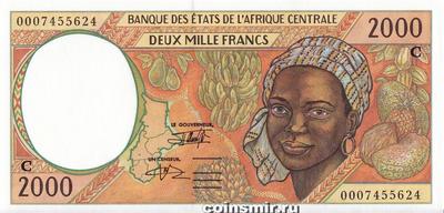 2000 франков 1993-2000 С КФА BEAC (Центральная Африка).