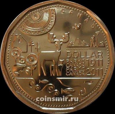 1 доллар 2011 Канада. 100 лет организации Парки Канады.
