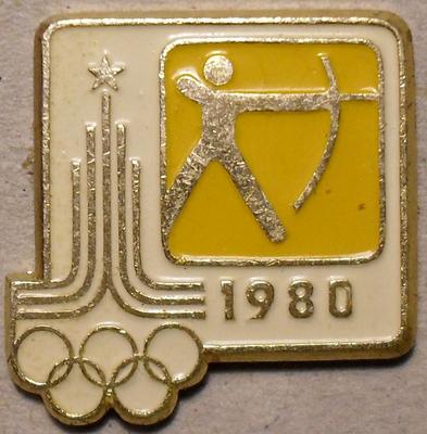 Значок Стрельба из лука. Олимпиада 1980 в Москве.