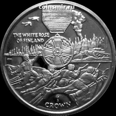 1 крона 2005 остров Мэн. Орден Белой розы Финляндии.