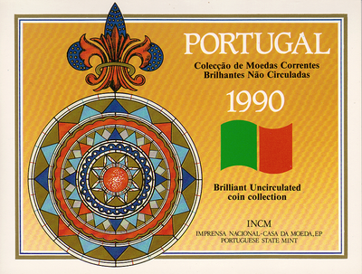 Набор из 6 монет 1990 Португалия. Буклет BUNC.