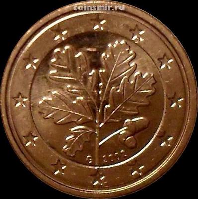 1 евроцент 2002 G Германия. Листья дуба. UNC