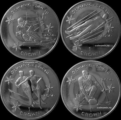Набор из 4 монет 2014 остров Мэн. Олимпиада в Сочи 2014.