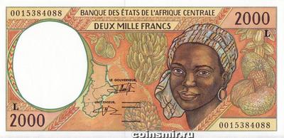2000 франков 1993-2000 L КФА BEAC (Центральная Африка).