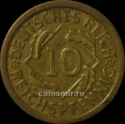 10 пфеннигов 1929 F Германия. REICHSPFENNIG