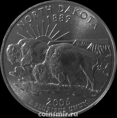 25 центов 2006 P США. Северная Дакота. Дикие буйволы.