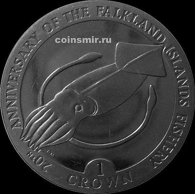 1 крона 2007 Фолклендские острова. Кальмар. 20-летие рыболовства на Фолклендских островах.