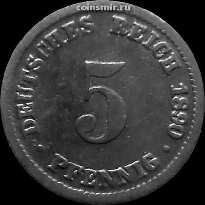 5 пфеннигов 1890 D Германия.