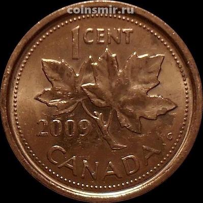 1 цент 2009 Канада. Кленовые листья. Магнит.