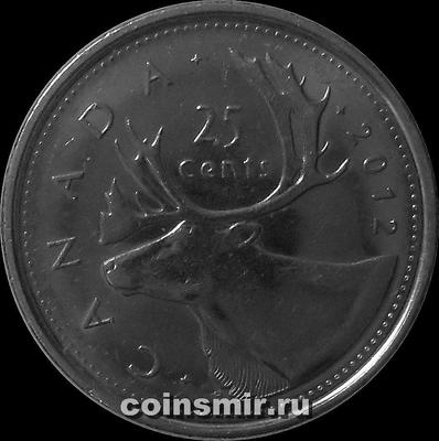 25 центов 2012 Канада. Северный олень.