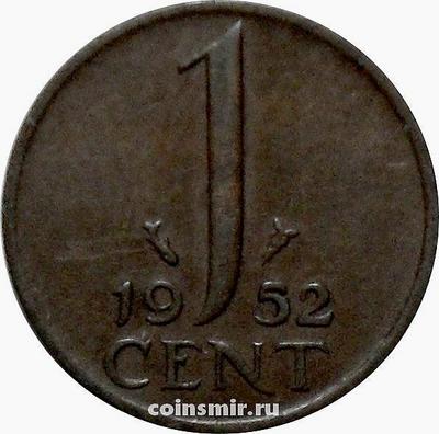 1 цент 1952 Нидерланды. Рыбка.