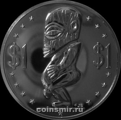 1 доллар 1975 острова Кука. Тангароа-полинезийский бог плодородия.
