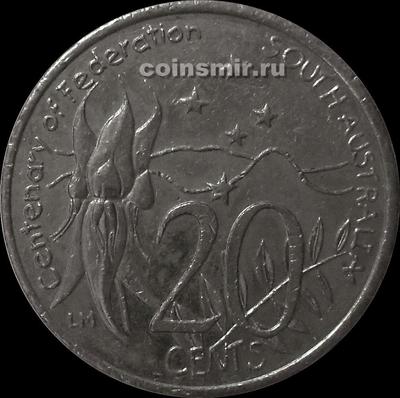 20 центов 2001 Австралия. Южная Австралия. 100-летие Федерации.