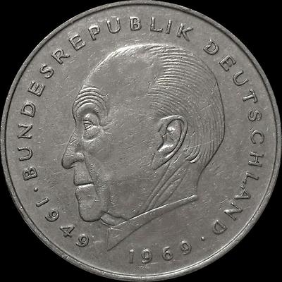 2 марки 1985 D Германия (ФРГ). Конрад Аденауэр.