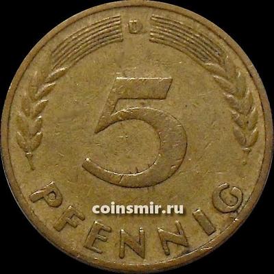 5 пфеннигов 1950 D Германия ФРГ.