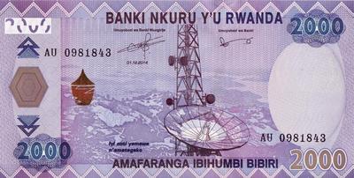 2000 франков 2014 Руанда.