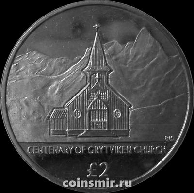 2 фунта 2013 Южная Георгия и Южные Сандвичевы острова. 100- лет освящения церкви китобоев в Грютвикене.