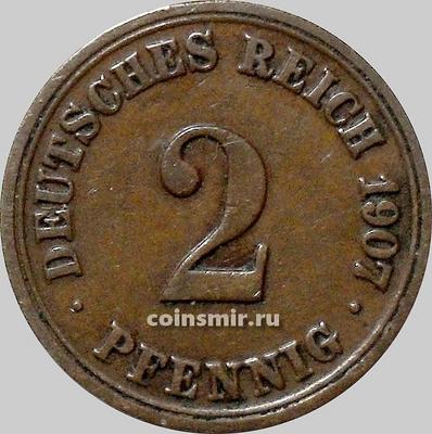 2 пфеннига 1907 А Германия.