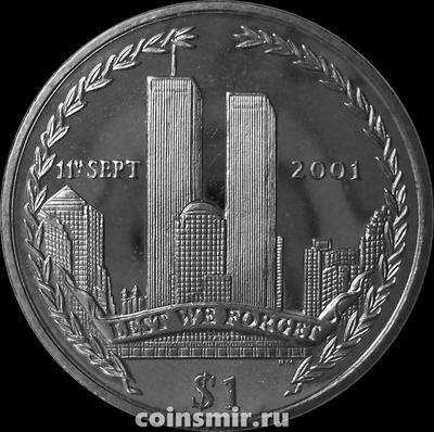 1 доллар 2002 Британские Виргинские острова. Трагедия 11 сентября 2001 года. 