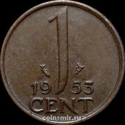 1 цент 1953 Нидерланды. Рыбка.